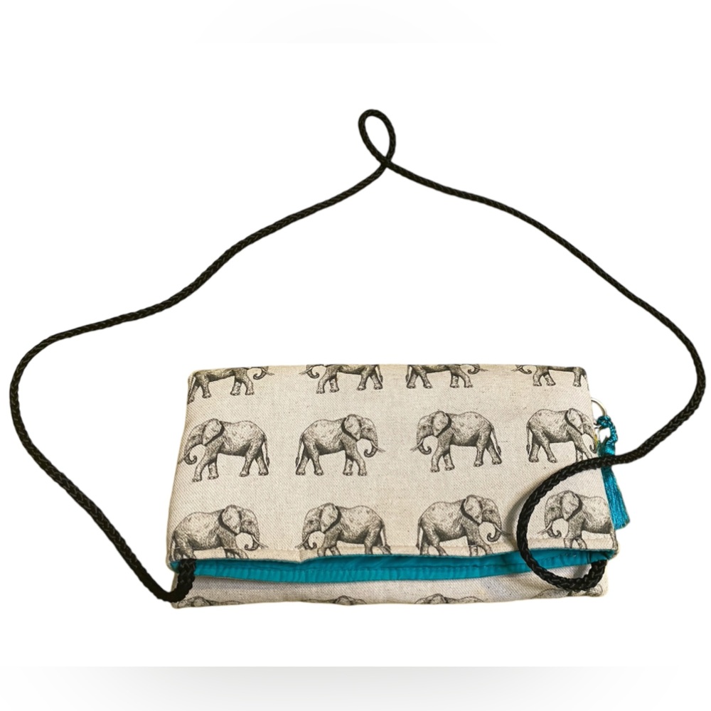 HATS OFF Elephant Themed Fold Over Crossbody Bag